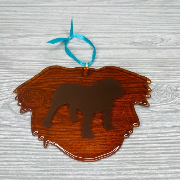 Stained glass sun catcher bull dog coaster decoration orniment handmade art - Picture 2 of 5